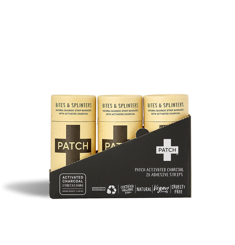 PATCH Activated Charcoal Adhesive Bandages - Tube of 25 x 3